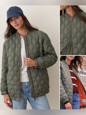 Marine Layer Marina Quilted Oversized Bomber XS in Green Olive New with tags nwt
